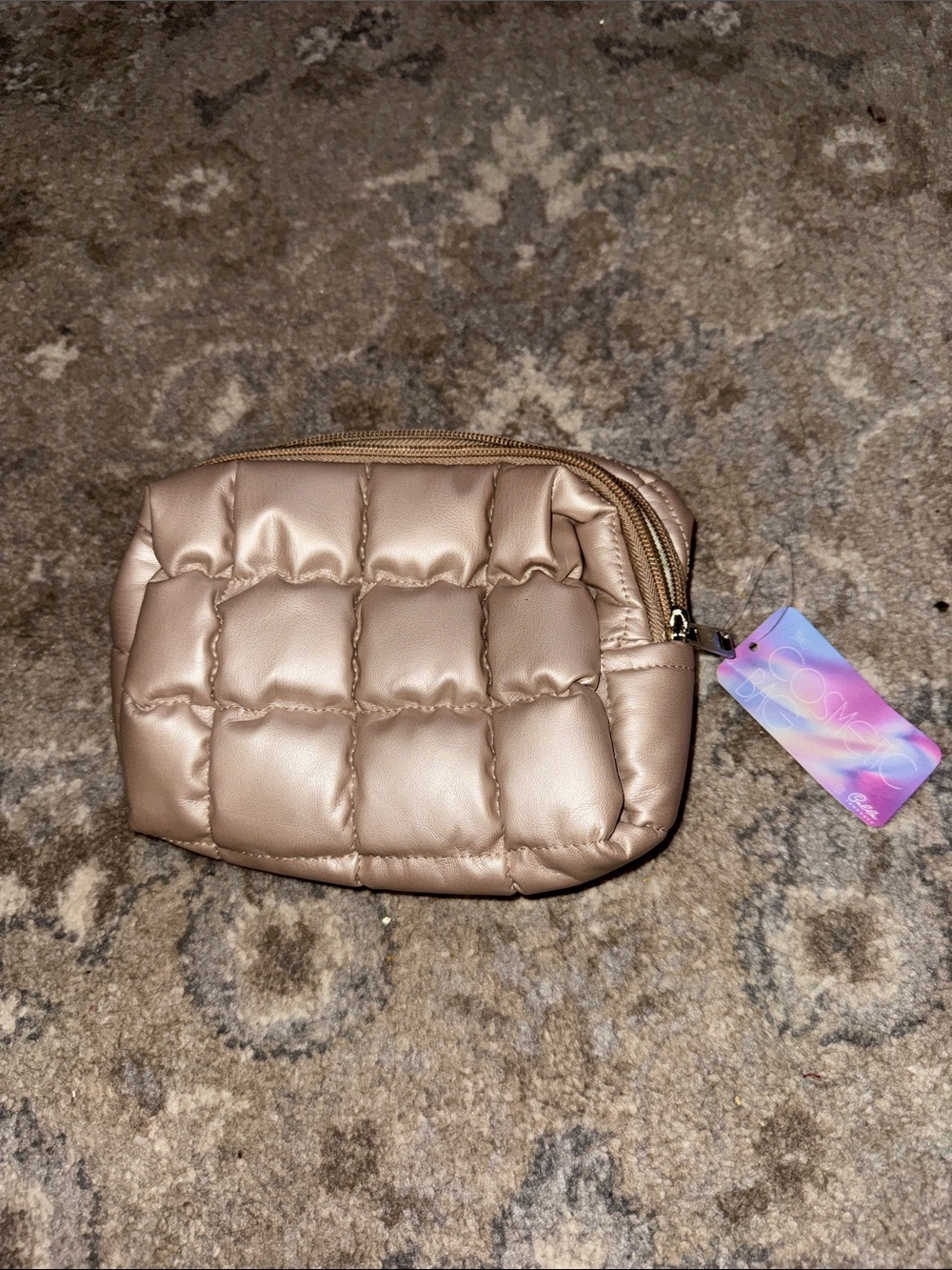 Quilted Metallic Pouch - Rose Gold